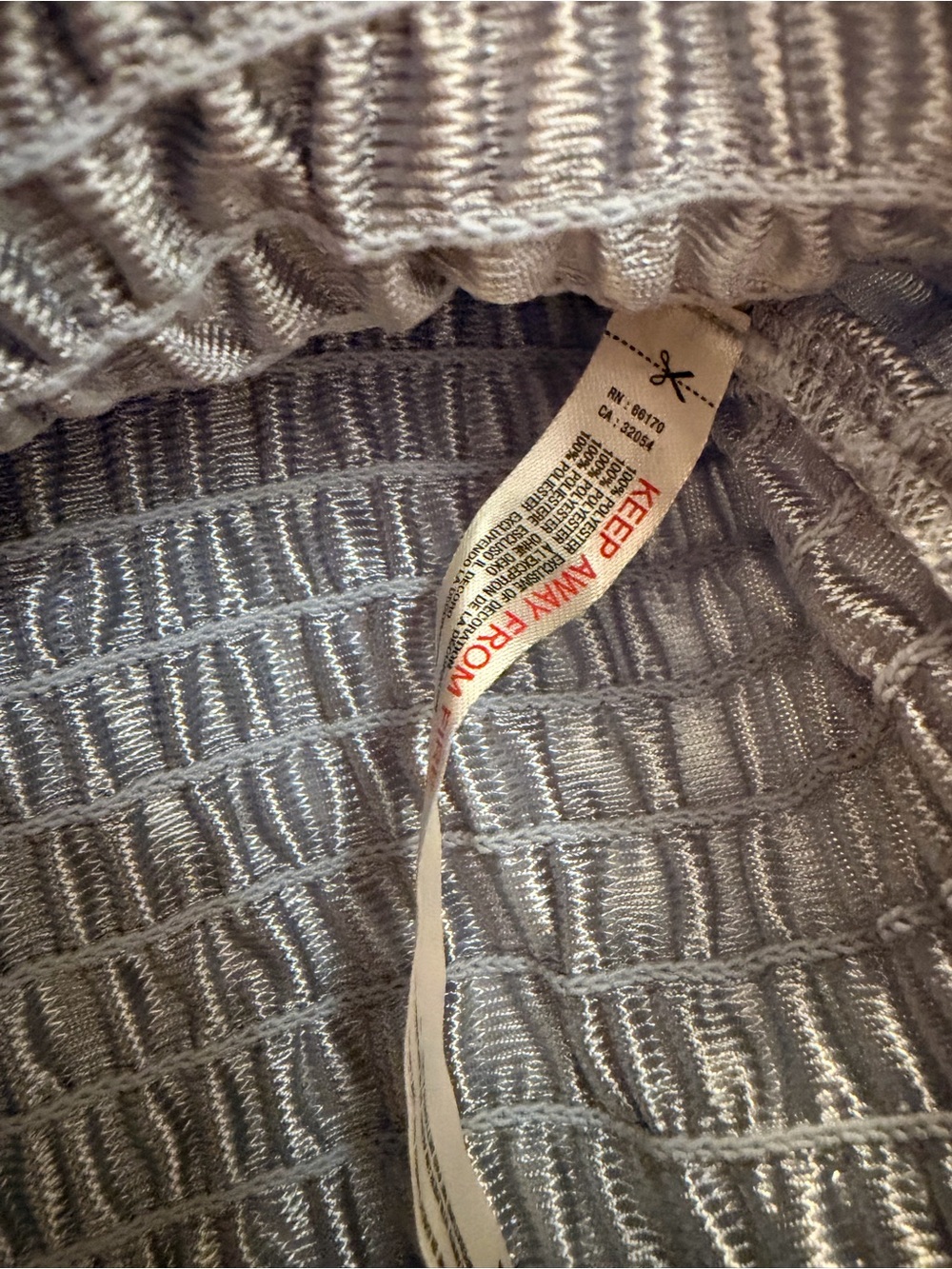 Free People Pale Blue Tank with Red Trim and Smocked Waist - Picture 3 of 4